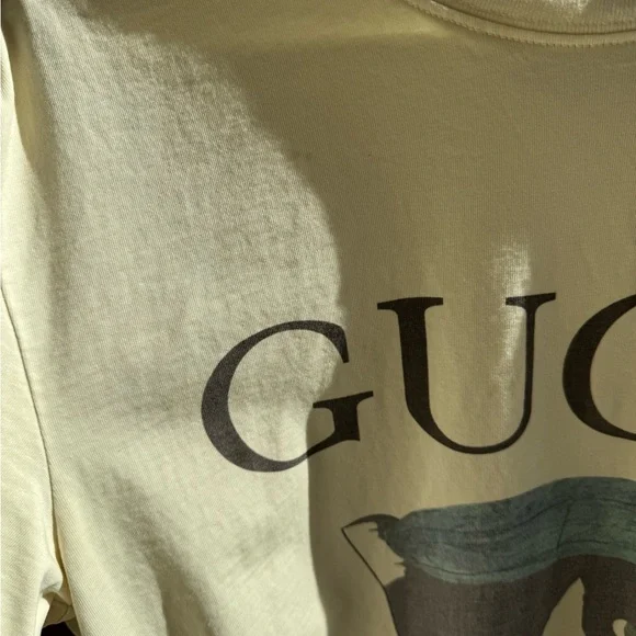 Gucci Cream Cat Print Tee Authentic - Picture 8 of 8